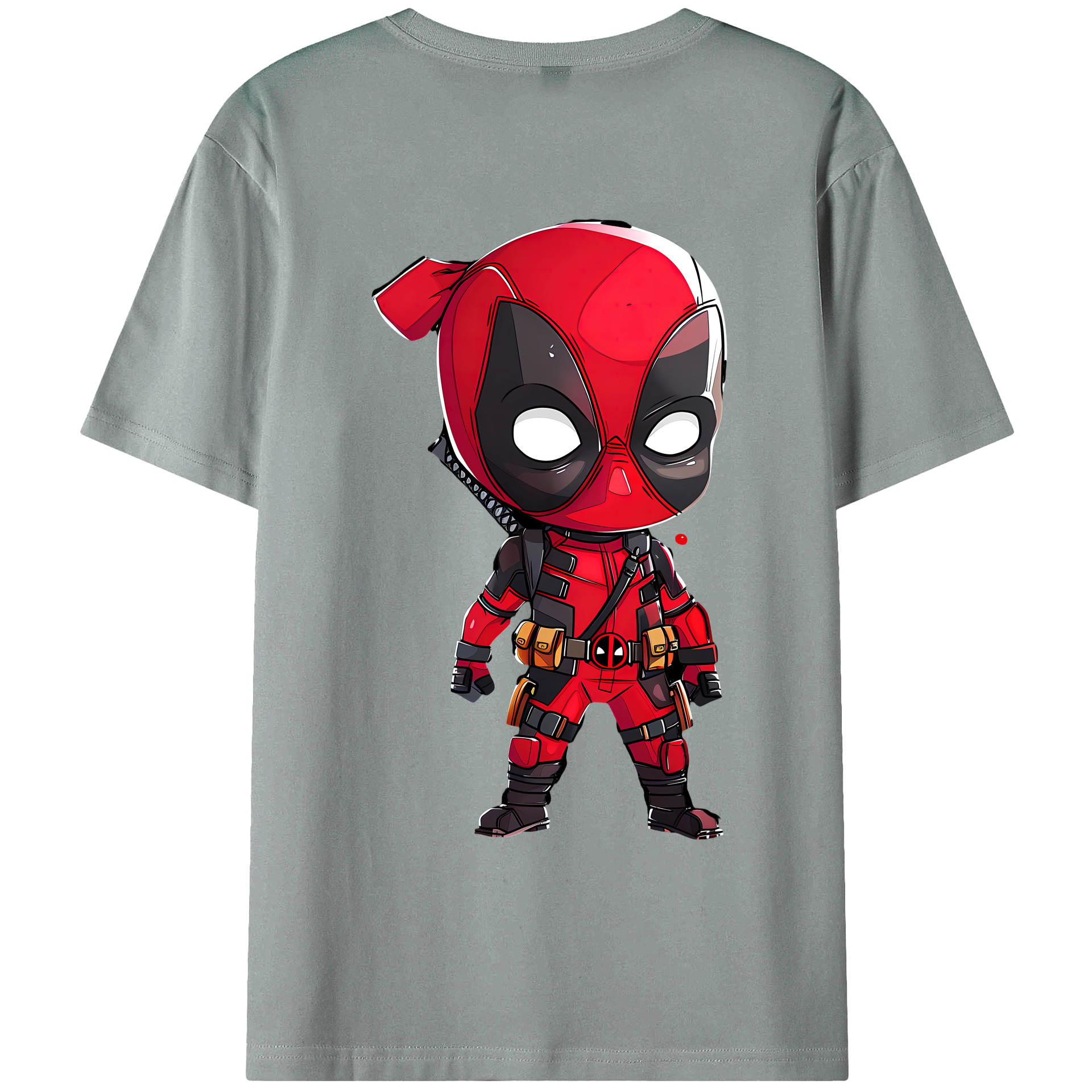 （画像用） Deadpool デッドプール 綿100％ メンズ半袖Tシャツ（バックプリント） 通気性